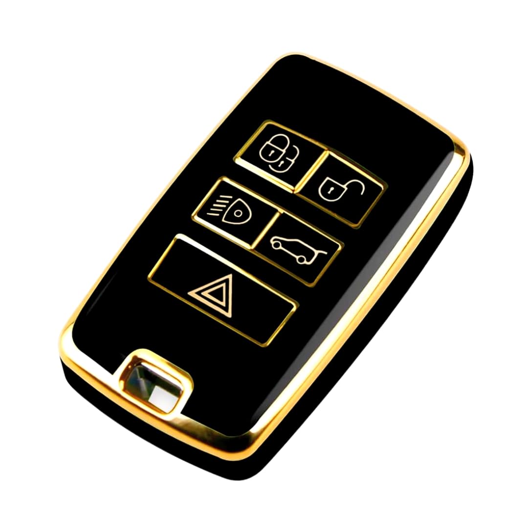 Silicone Car Key Cover Compatible with Compatible with Land Rover Range Rover Discovery, Defender 2018-2023 5 Button Smart Key (Black Pack of 1)