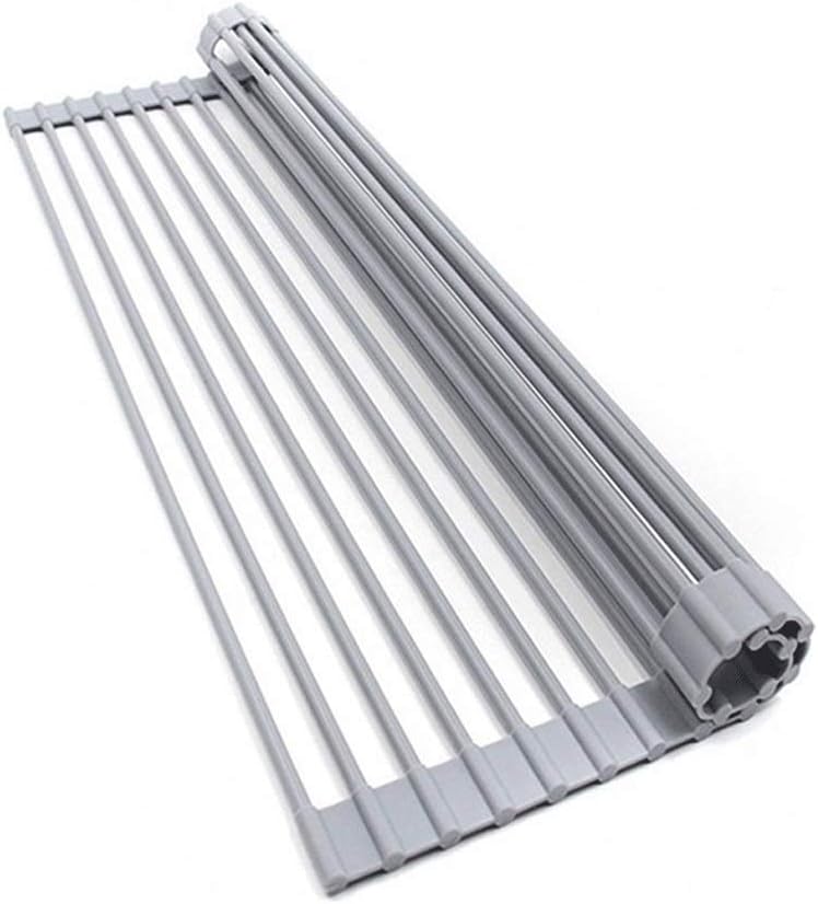 Roll-Up Dish Drying Rack, Over Sink Dish Rack Foldable Multipurpose Heat Multi-Use Dish Drainers Heat Resistant Mat（52 * 32cm）