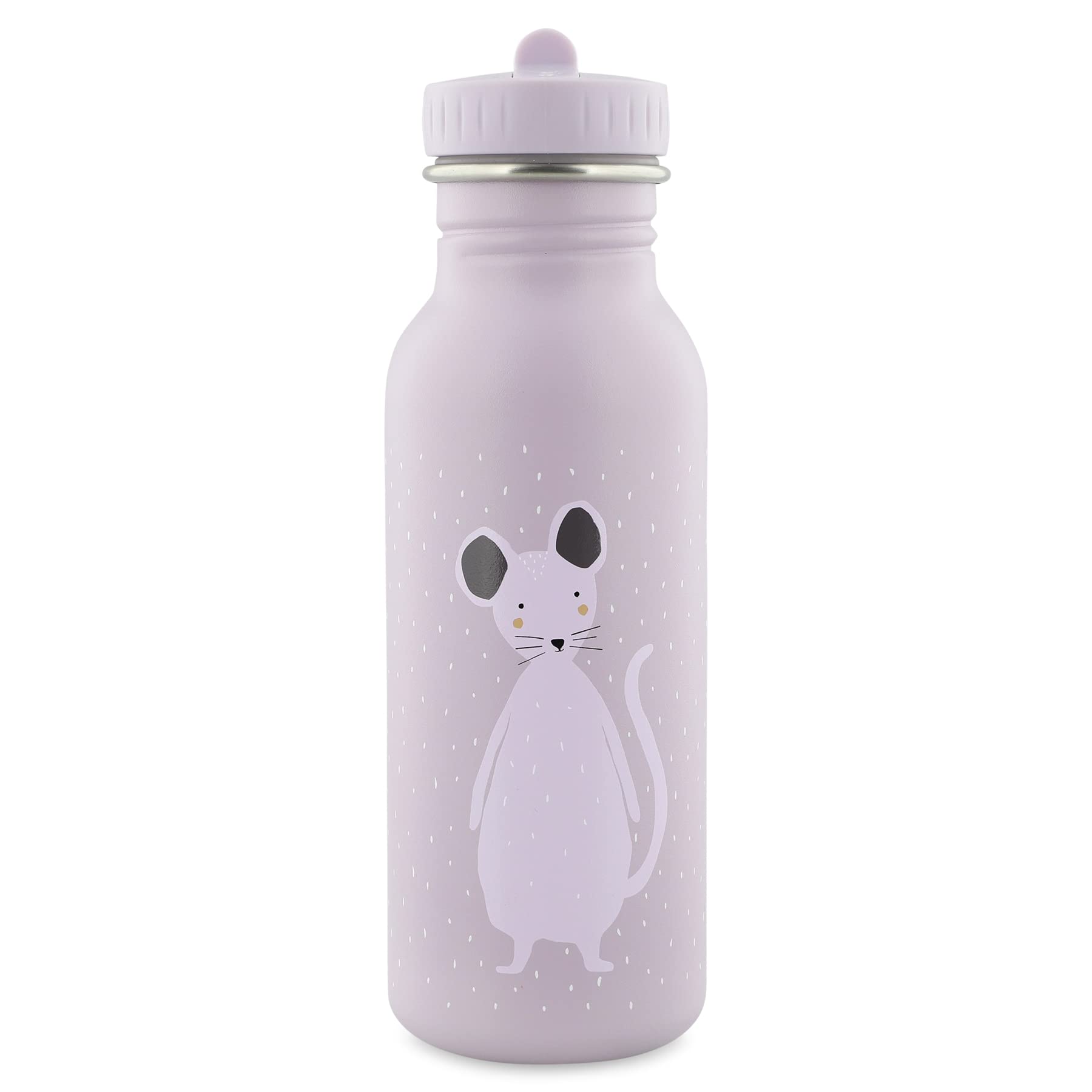 Trixie Baby Trinkflasche aus Edelstahl, 350ml/500ml, Auslaufsicher, mit Tragekordel, Schlanke Form für Kleine Hände, Bruchsicher, ab 3 Jahren (Mrs. Mouse, 500ml)