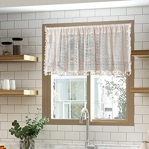 Boho Semi Sheer Curtains 63 84 96 Inch Length 2 Panels Set, 59" W White Linen Fringe Long Window Curtain For Living Room, Farmhouse, Balcony, Bedroom, Kitchen Single 24 Inches Short Valances Drape #TOP11