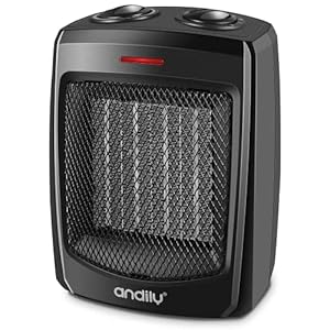 andily Space Heater Electric Heater for Home and Office Ceramic Small Heater with Thermostat, 750W/1500W