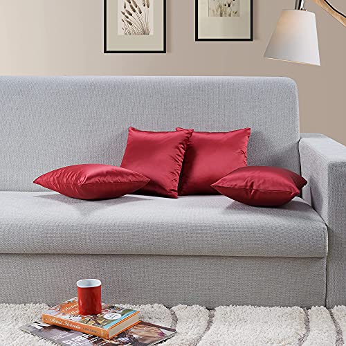 Crafty Blends Throw Pillow Cover 12 X 12 Inch, 100% Polyester Satin Finish Cushion Cover Decorative Accent For Sofa Bedroom Car Farmhouse Home Decor, Zipper Closure, Square,Chilli Pepper ( Set Of 2) #TOP1
