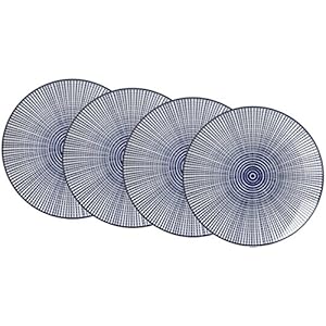 Ritzenhoff & Breker Set platte borden Royal Makoto, 4-delig, 26,5 cm diameter, porseleinen servies, blauw-wit