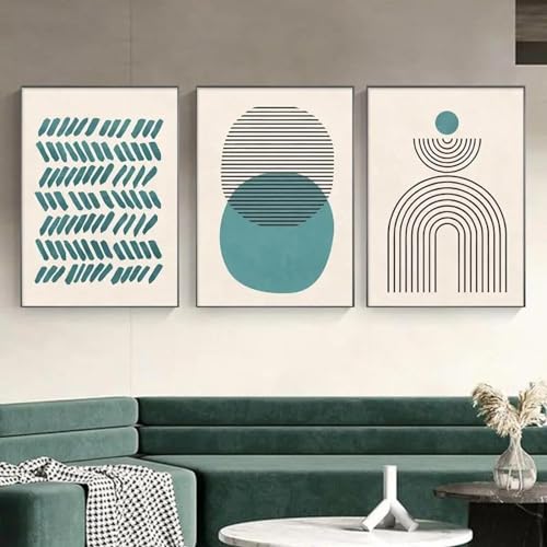 Affiches nordiques à géométrie minimaliste en toile 60x90cm x3 sans cadre pour salon