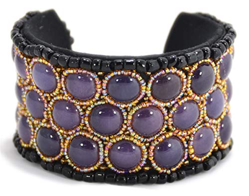 Bracelet ouvert violet rigide en porcelaine, cadeau idéal