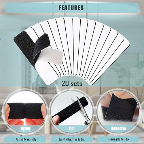 Image of BONZELLA 20pcs Self Adhesive Hook and Loop Strips Tape 1x4 Inch, Mosquito Net Mounting Tapes for Home & Office, Multipurpose Double Sided Adhesive Hook & Loop Stickers for Crafting & Hanging (Black, 1in X 4in)