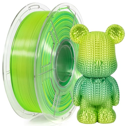 Image of IEMAI Silk PLA Filament 1.75mm 1kg, Dual-Color Gradient Yellow to Green 3D Printer Filament, Silky Glossy Finish, Tough & Neatly Wound for DIY, Artistic & Home Decor