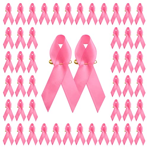 WANDIC Fita de conscienciação rosa, 100 fitas pré-cortadas para sensibilizar o cancro de mama para mulheres