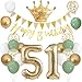 Anlgdi Luftballons 51. Geburtstag Dekoration Set, Ballons Happy 51th Birthday Frau Deko, Folienballon Zahl 51 Gold, Geburtstagsdeko 51 Jahre Mäaner Frauen, Folienballon 51 Geburtstag Dekoration