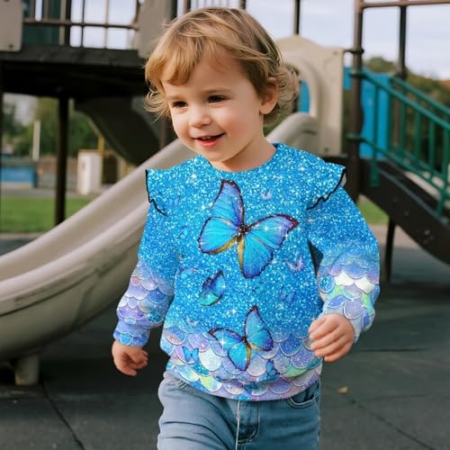 JEOCODY Girls Sweatshirt Long Sleeve Ruffle Top Oversized Shirts Kids Fall Clothes3