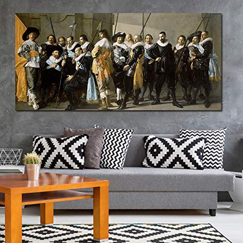 Cuadro de pintura de arte en lienzo en la pared Los oficiales y soldados que se detuvieron para mirar lejos para el arte de la pared de la sala de estar19.6 "x47.2" (50x120cm) Sin marco Cover