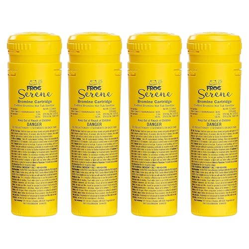FROG Serene Replacement Bromine Cartridges for use with Hot Tub FROG Serene Floating Sanitizing System - Prefilled for Quick & Easy Hot Tub Maintenance - 4 Pack