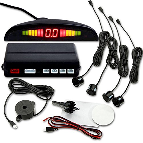 YueYueZou Car Vehicle Radar Parking System with 4 Sensors, Buzzing Alert, LED Display