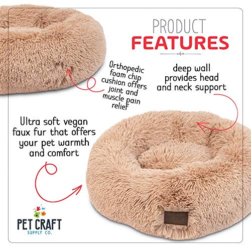 Pet Craft Supply Ultra Plush Calming Anti-Anxiety Pet Bed - Includes Super Soft Comfort Blanket - Great Medium Dog Bed Small Dog Bed Cat Bed Puppy Bed #TOP1