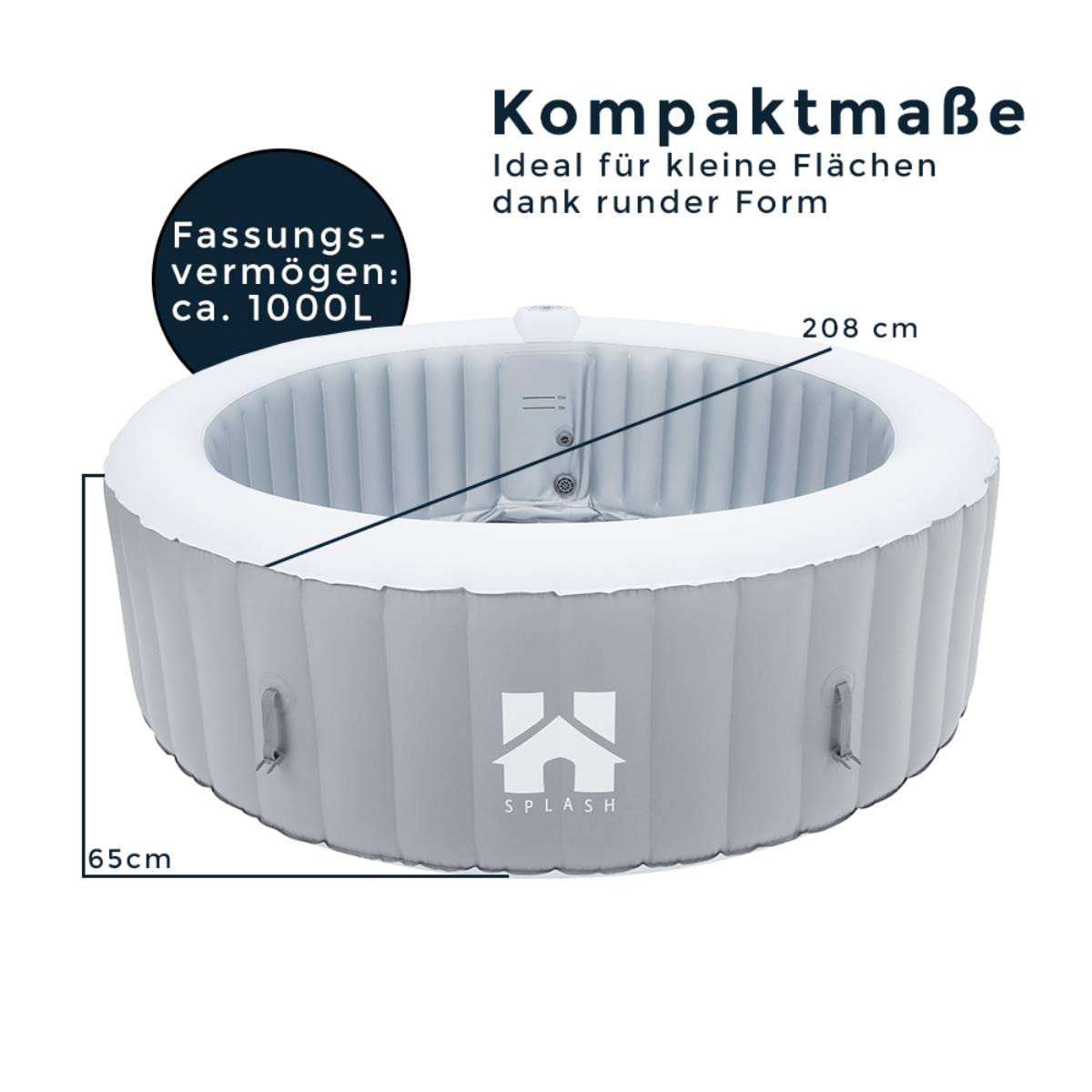 Vasca idromassaggio di lusso per esterni St. Moritz Splash grigio Hot Tub gonfiabile con riscaldamento per 6 persone spa piscina benessere giardino economico (grigio chiaro)