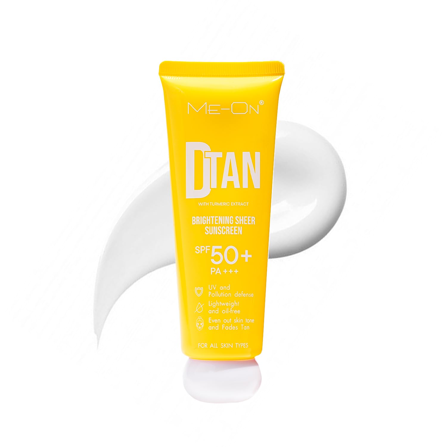 ME-ON DTAN Brightening Sheer Sunscreen SPF 50+ PA+++ with Turmeric Extract | Lightweight, Non-Greasy UV Protection | Tan Removal & Skin Brightening | For All Skin Types (DTAN)-image-20