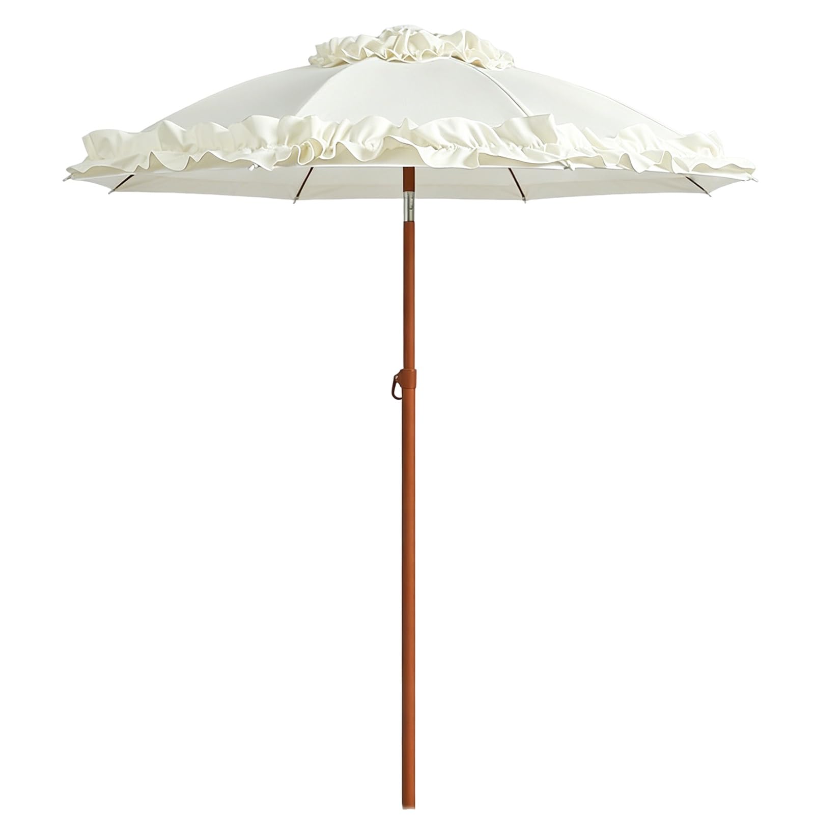 162 cm Parasol Ogrodowy z Przycisk Nachylenia, Elegancki Parasol Tarasowy Wykończony Koronką z Torbą Transportową na Plażę, Basen i Podwórko