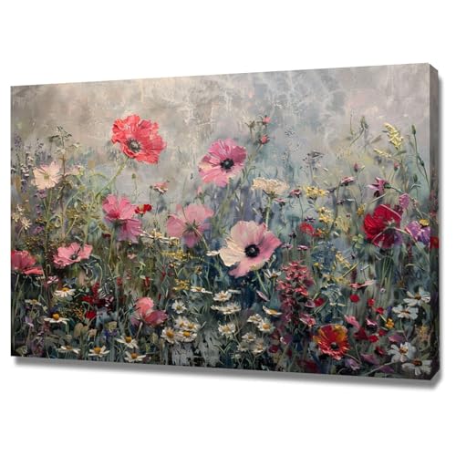 Impression sur toile intissée et peinture botanique decoration murale