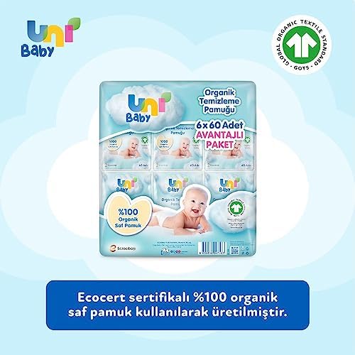 Uni Baby Bebek Temizleme Pamuğu 6*60 Adet - Görsel 2