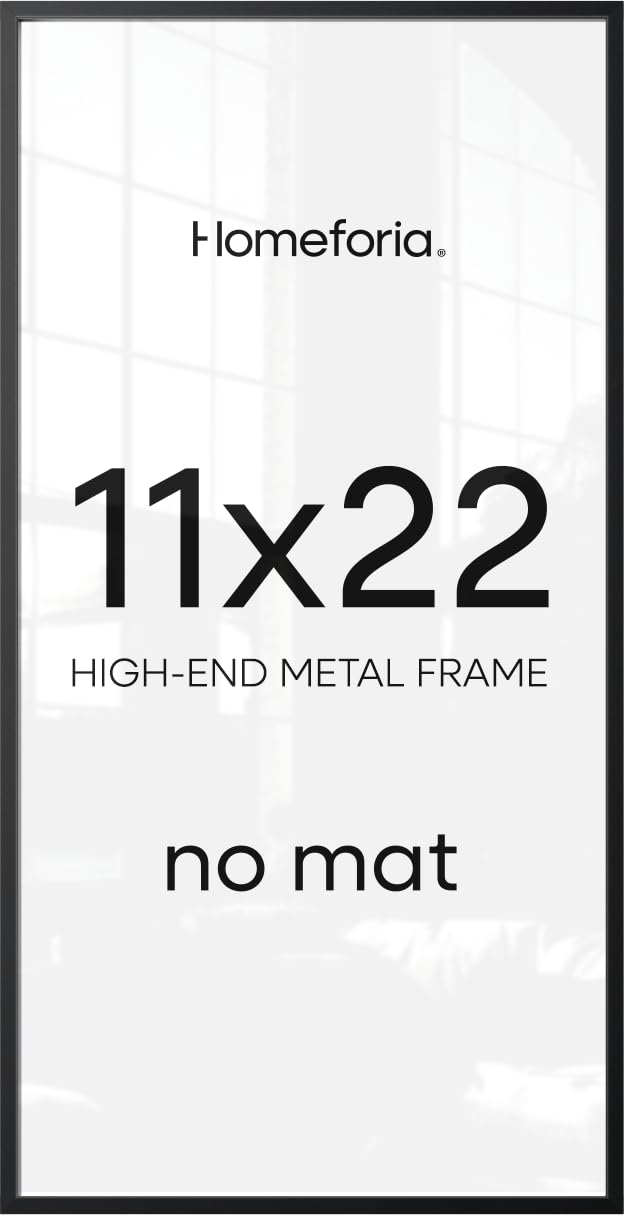 Homeforia 11x22 Black Newspaper Picture Frame, High-End Metal, Glass