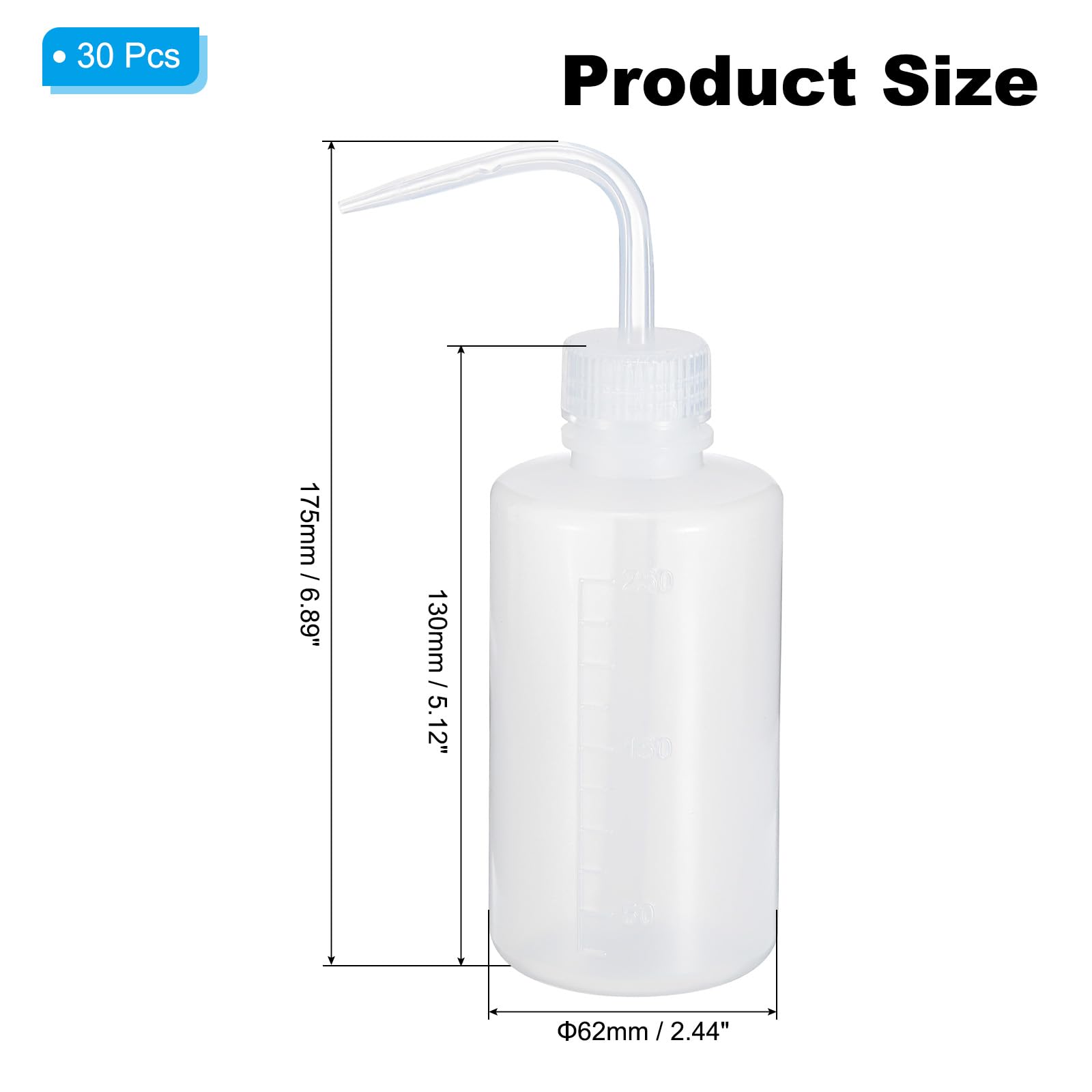 PATIKIL 30pcs Bottiglia Per Lavaggio 250ml Strumenti Verde Trasparente