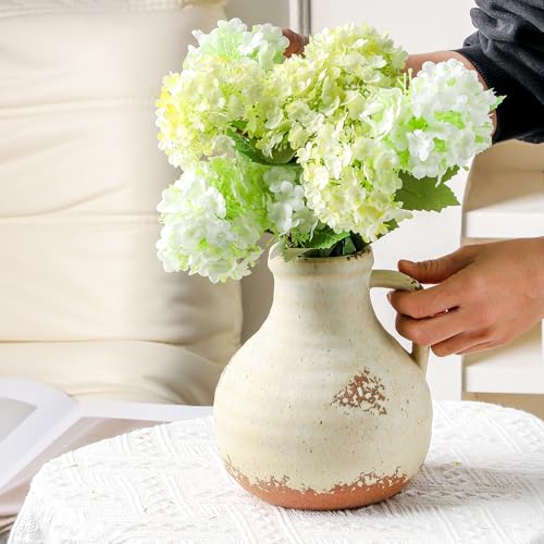 Ceramic Flower Vase Home Decor - 7.1 Inch Farmhouse Vases Rustic Vintage Living Room Kitchen Bedroom Decorations for House Book Shelf Office Coffee Desk Dining Fireplace — view 4