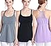 SUIEK Nursing Top Tank Cami Maternity Shirt Sleep Bra For Breastfeeding 3PCS/Pack (X-Large, Black + Dark Grey + Purple (3/Pack))