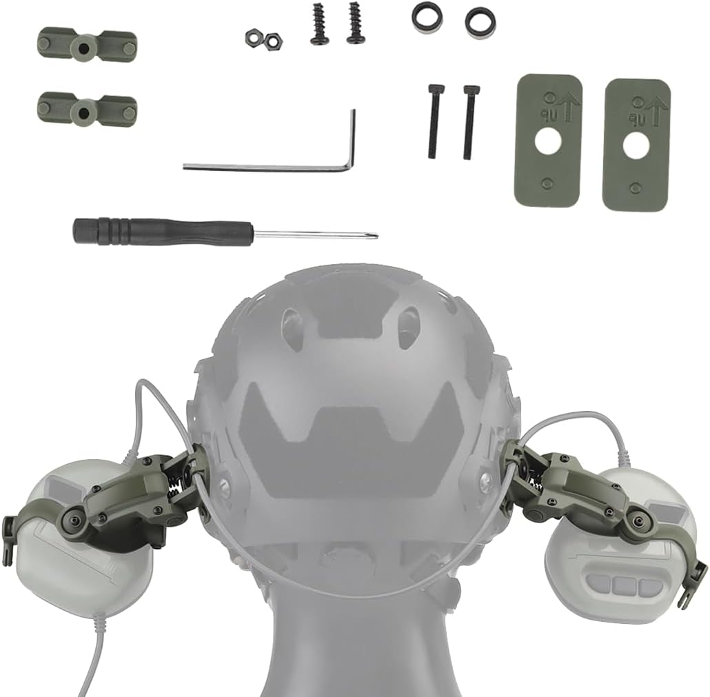 Airsoft Paintball Tactical Helmet Rail Mount Headset Earmuffs Adapter Bracket,360° Rotation Side Suspension Support For Ops Core ARC & M-LOK Guide