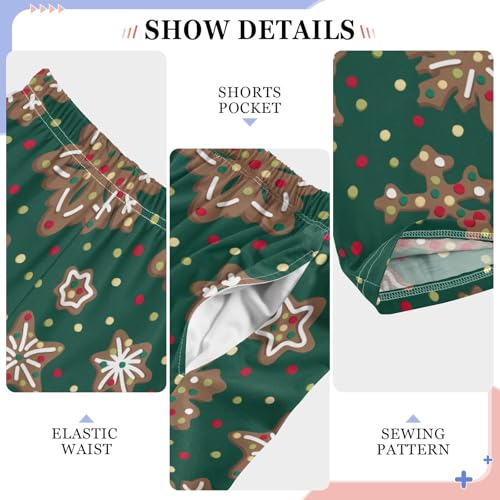 Gingerbread Snowflake Boys Long Pants Soft Trousers Elastic Waist Kids Lounge Bottoms with Pockets S-XL4