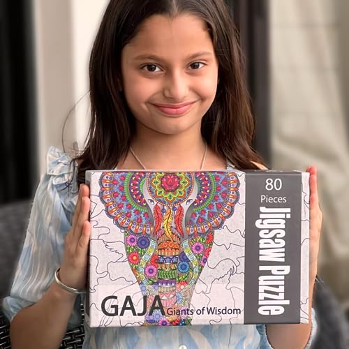 Ambiyaa Indian Elephant | Wooden Jigsaw Puzzle for Kids & Adults | 31 Unique Animal Shape Pieces | Challenging and Educational Puzzle Game | 130 Pieces | 3+ Hours | Large A3 Size - Image 8