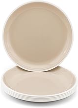 Nayasa Microfresh Round Plastic 6 Pc Full Plate | Unbreakable Plastic & BPA Free | Microwave & Dishwasher Safe | Beige