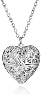 سلسلة بدلاية على شكل قلب خوخي للنساء، قلادة مجوفة محفورة قابلة للفتح والإغلاق ومصممة بشكل قلب، قلادة بنمط صندوق للصور