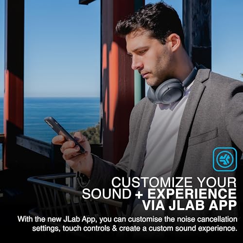 JLab JBuds LUX ANC Active Noise Cancelling Headphones - Wireless Over Ear Headphones with Microphone, 70+ H Playtime Foldable Bluetooth Earphones with Multipoint & Customisable Sound, Graphite - Image 4