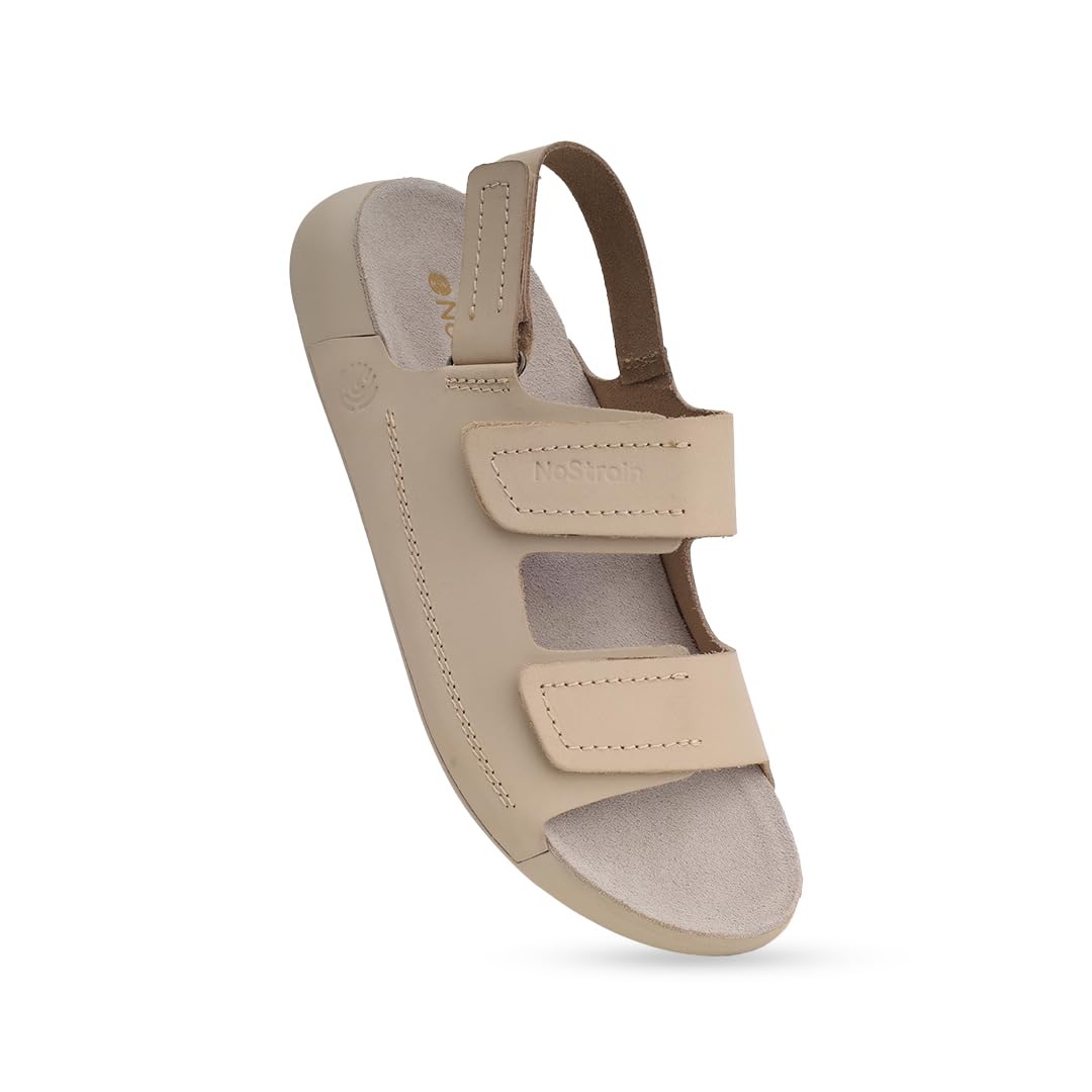 Back Strap Leather Sandals for men. Dual hook & loop closure with a flexible & soft fitting back strap.