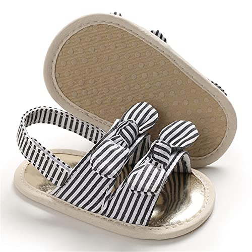 Baby Infant Shoes Boy Girl Sandals Striped First Walkers Lightweight Prewalker Fashion Summer Beach (Black, 5 M Toddler)4