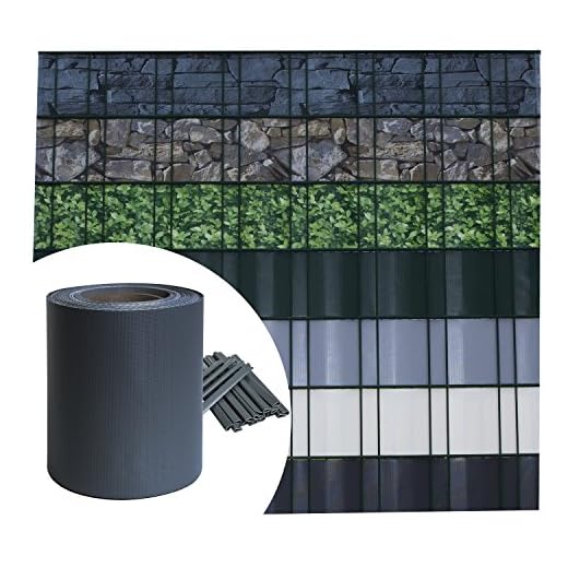 Sichtschutz PVC - Anthrazit RAL 7016-35m (7m²) - Doppelstabmatten Zaunfolie Windschutz blickdicht Windschutz
