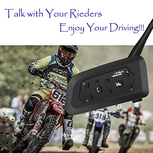 Helmet Intercom Motorcycle Communication System Vnetphone V6 Interphone Moto Helmet Bluetooth Wireless Intercom Headset (850mAh Longer Battery life/Handsfree/Range-1200M) (1pack) - Thumbnail 3