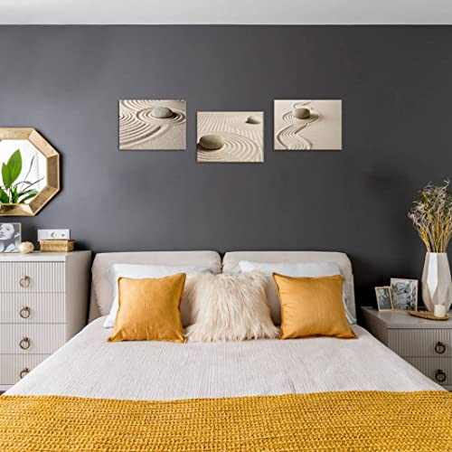 Zen Canvas Wall Art Stone And Sand Wall Decor Peaceful Relaxing Still Life Painting Meditation Poster For Spa Yoga Room Wall Decoration Framed And Stretched Size 12"X16"X3 #TOP5