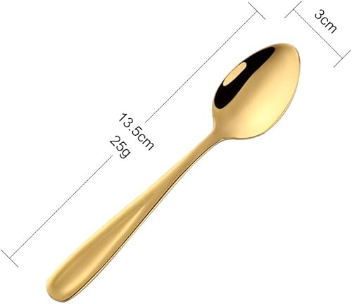 Miniatura 7 de Juego de 12 cucharas de café de acero inoxidable, mini cucharas de servir para té, postre apto para lavavajillas, 5.4 pulgadas, color dorado