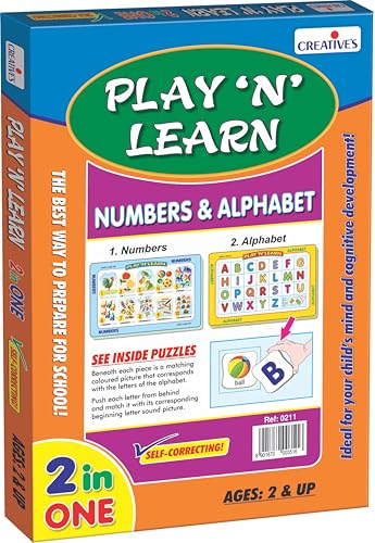 Creative's Play N Learn - Numbers and Alphabet Jigsaw Puzzle | Educational Alphabet and Numbers Puzzle Game | Early Learning Game Toy for Kids | Play N Learn Series Puzzle 2 & Up Kids