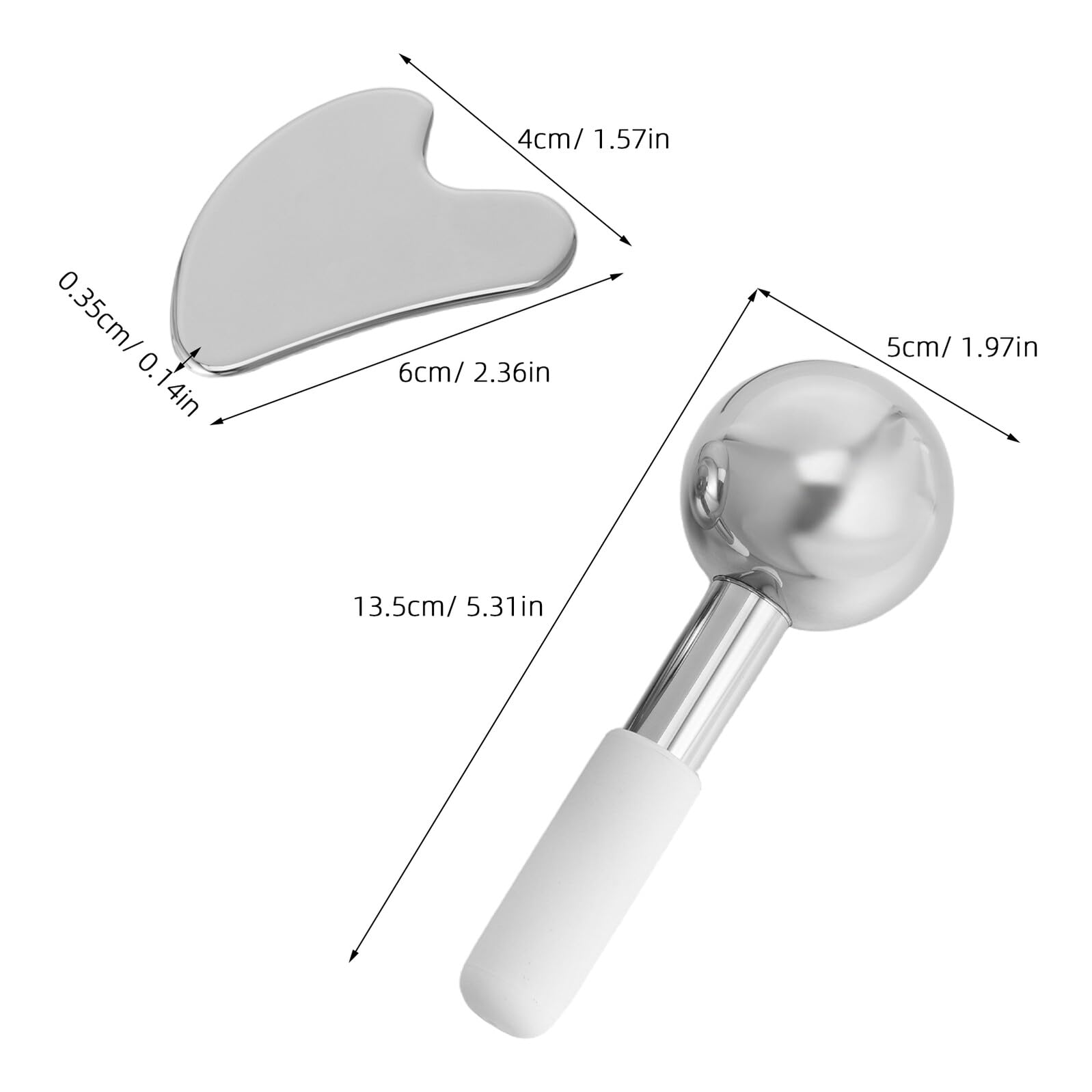 YARNOW Set Gua Sha in Acciaio Inossidabile Sfere di Ghiaccio per Massaggio Viso e Corpo, Massaggiatore Rinfrescante per Viso e Collo, Strumenti Multifunzionali per Trattamenti Spa