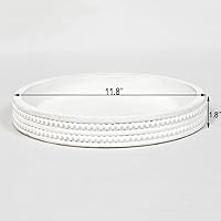 Vista 3 de Carah & Cossh Bandeja redonda de madera de 12 pulgadas, bandeja de madera decorativa redonda blanqueada, bandeja decorativa rústica de granja