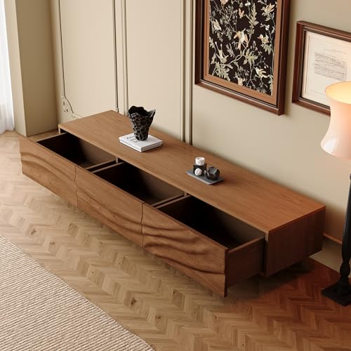 Upwivkre Mid Century Modern TV Stand for 70-100 Inch TV, Entertainment Center with Storage, Flowing Wave Design