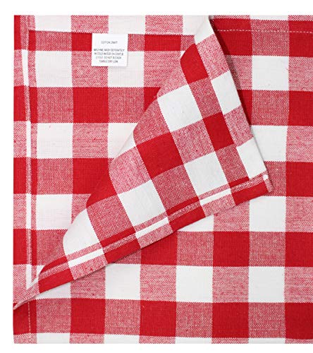 Cotton Craft Café Kitchen Window Curtain 3 Pc - Tier Curtains With Valance - Gingham Buffalo Check 100% Cotton Window Panel Treatment - Farmhouse Country Rustic Laundry Bedroom - 30X36 / 16X60 - Red #TOP4