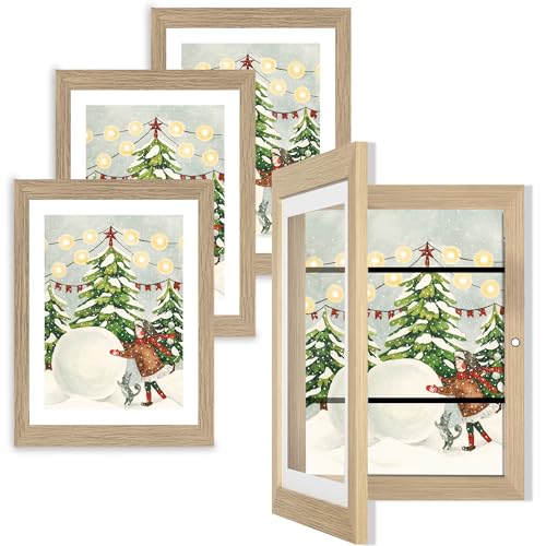 Orionstar 4 Pack Kids Art Frames, Kids Artwork Picture Frames Changeable, Front Opening Picture Display Frames Holds 11.8X8.5 100 A4 Pcs, Artwork Display Storage Frames for Children, Home and Office