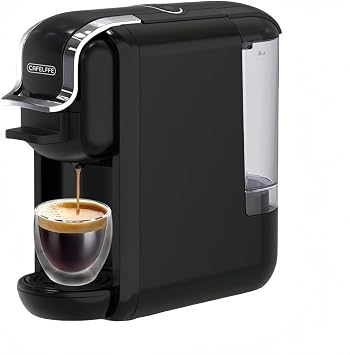 Multi-Capsule Coffee Maker, Fully Automatic Home Use, Small Size, Portable, Fully Compatible, Hot/Cold Coffee Maker, 19bar, 5 in 1, Milk, Pod Ground Coffee Black