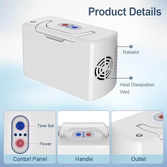 Portable Oxygen Generator for Home & Travel Accessories, Flow: 3 L/min, 30%-32%, Below 48 dB