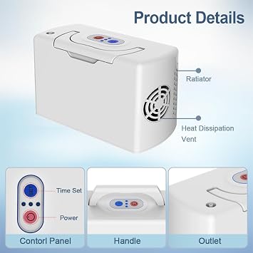 Portable Oxygen Generator for Home & Travel Accessories, Flow: 3 L/min, 30%-32%, Below 48 dB