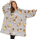 THREE POODLE Decken Hoodie Damen, Oversize Hoodie Decke Pullover, Kuschelpullover Damen, Übergroßer Hoodie Damen Flauschig, Weiches Futter, Gemütliche Sherpa-Decke