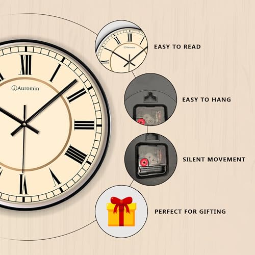 Image of Auromin Designer Wall Watch for Living Room | Fancy Wall Clock for Bedroom Stylish | Watch for Home Wall, Silent Modern Luxury Wall Clocks for Office, Kitchen, Home Decor